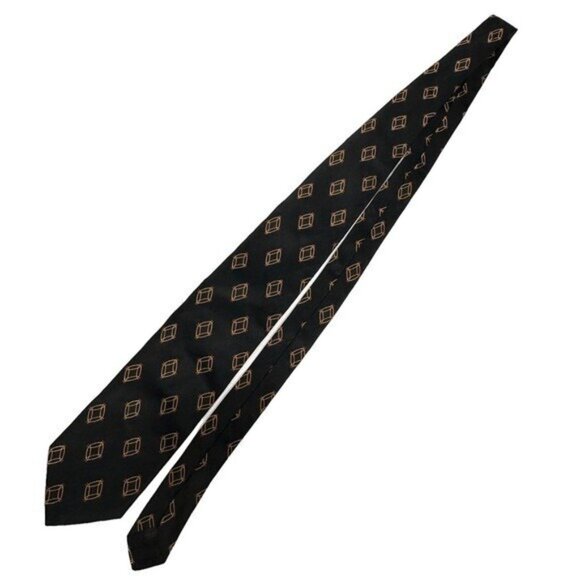 Neiman Marcus Other - Neiman Marcus Men's Black Abstract Italian Silk Neck Tie 58.5" Long Retro NWT